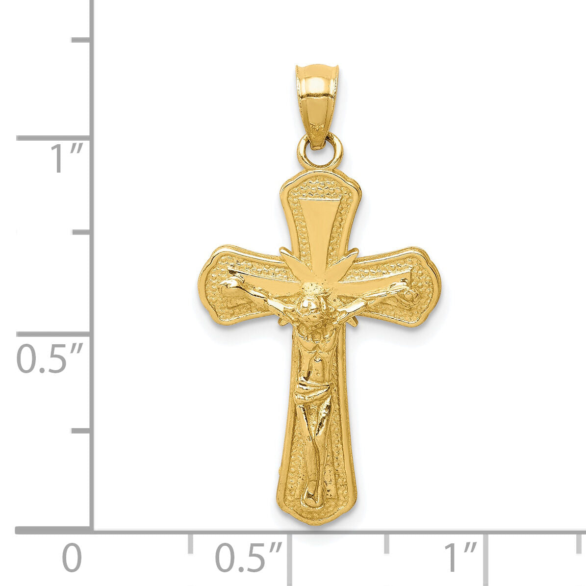 10K Polished Textured Crucifix Pendant-10C1373