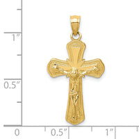 10K Polished Textured Crucifix Pendant-10C1373