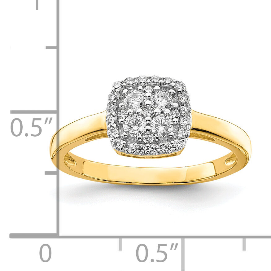 10K Square CZ Fancy Ring-10C1389