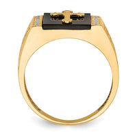 10K CZ and Onyx Cross Men'S Ring-10C1401