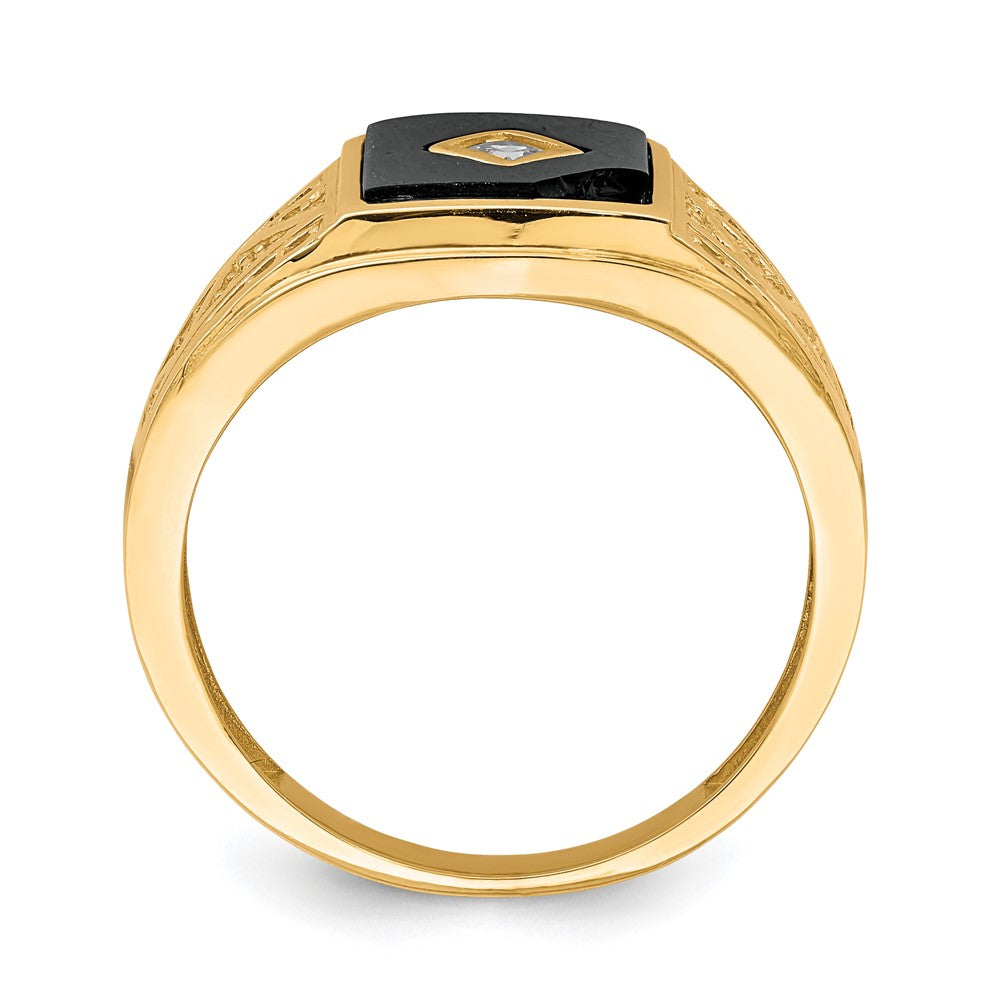 10K CZ and Onyx Men'S Ring-10C1402