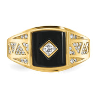 10K CZ and Onyx Men'S Ring-10C1402