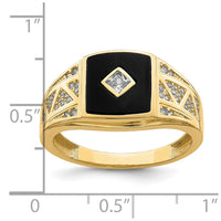 10K CZ and Onyx Men'S Ring-10C1402