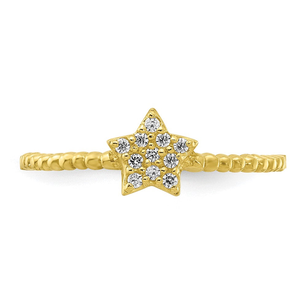 10K Yellow Gold Star CZ Ring-10C1405