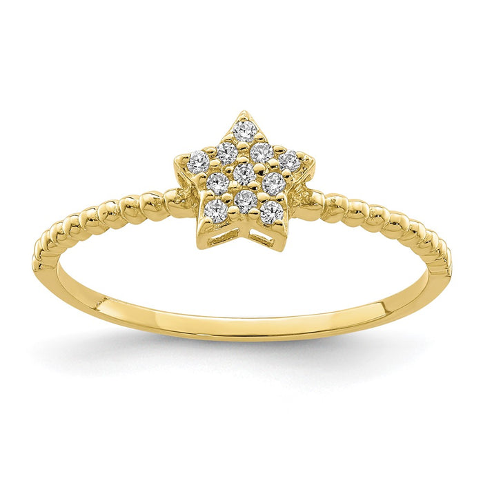 10K Yellow Gold Star CZ Ring-10C1405