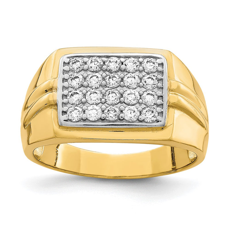 10K w/Rhodium CZ Mens Ring-10C1418