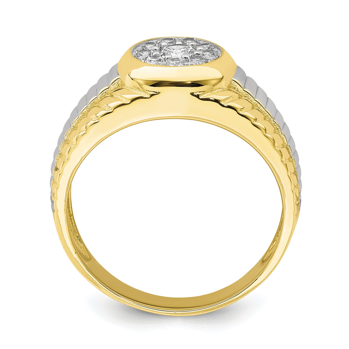 10K w/Rhodium CZ Mens Ring-10C1419