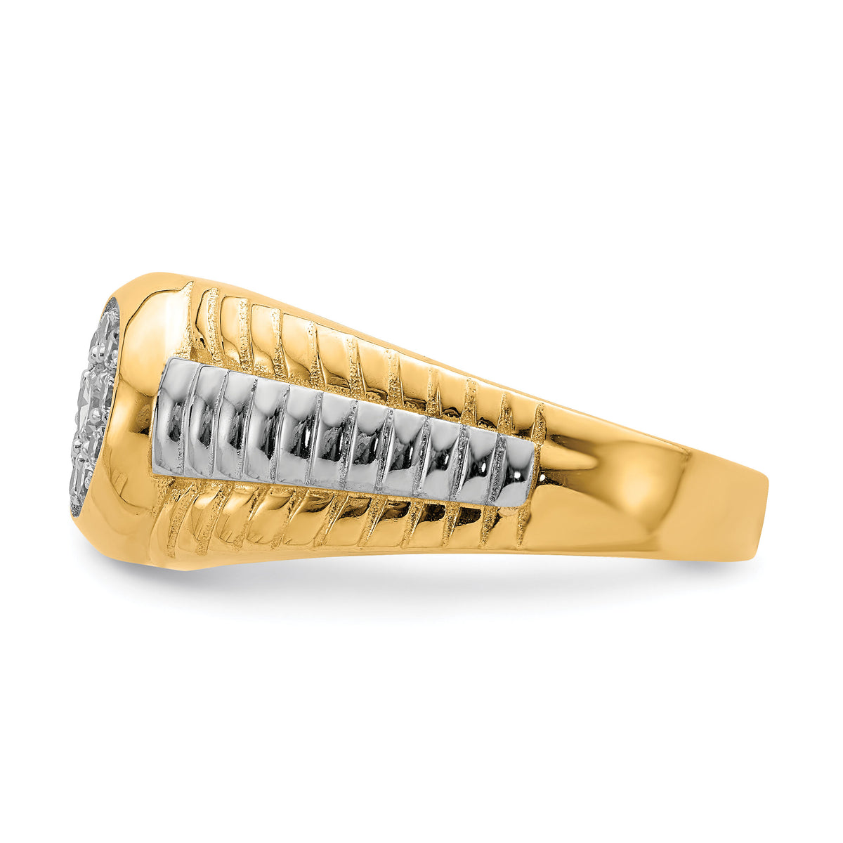 10K w/Rhodium CZ Mens Ring-10C1419
