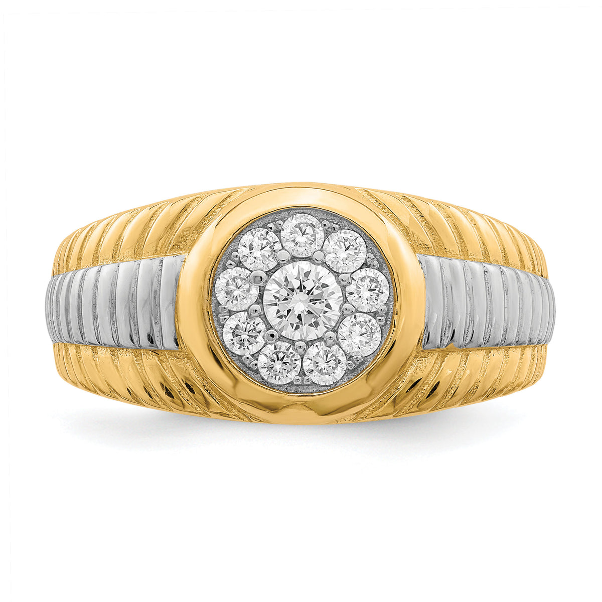 10K w/Rhodium CZ Mens Ring-10C1419