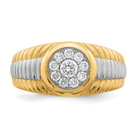 10K w/Rhodium CZ Mens Ring-10C1419