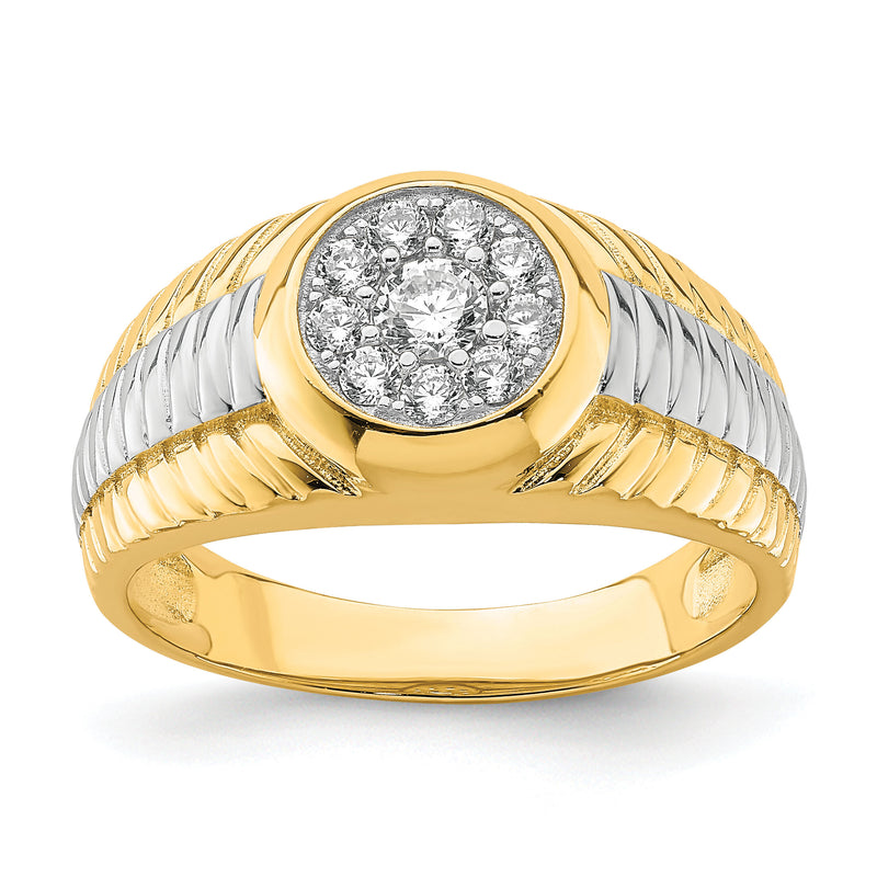 10K w/Rhodium CZ Mens Ring-10C1419