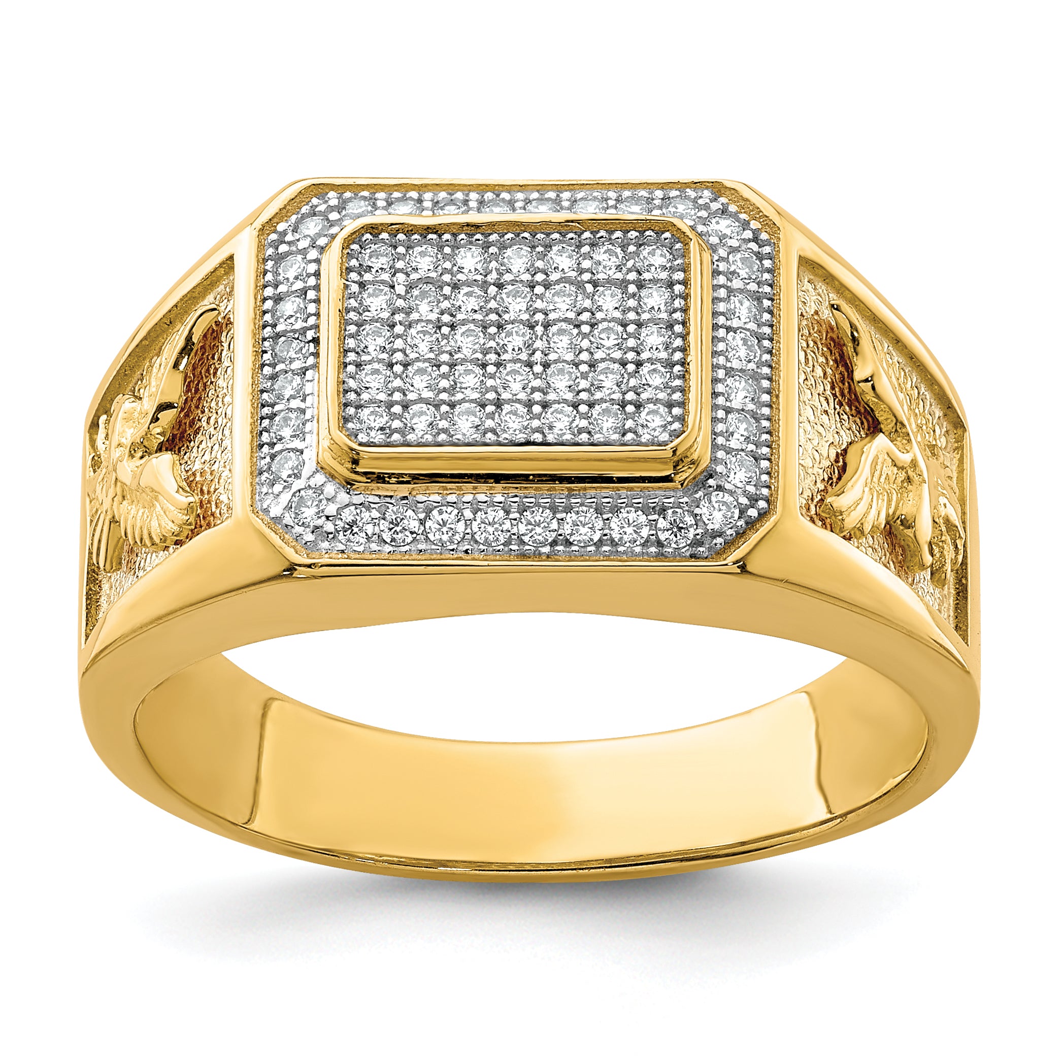 Traxnyc Full Diamond Ring 18K Gold Eagle British Diamond Set