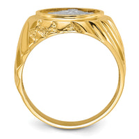 10k Two-tone Men's Polished and Textured Masonic Ring-10C1423