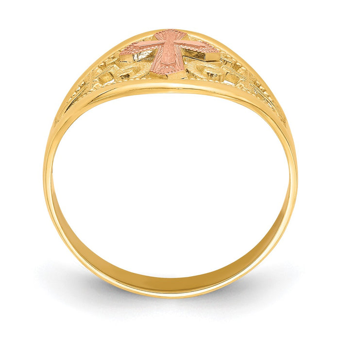 10K Two-Tone Cross Ring-10C1426