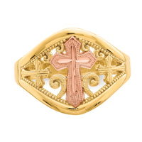 10K Two-Tone Cross Ring-10C1426
