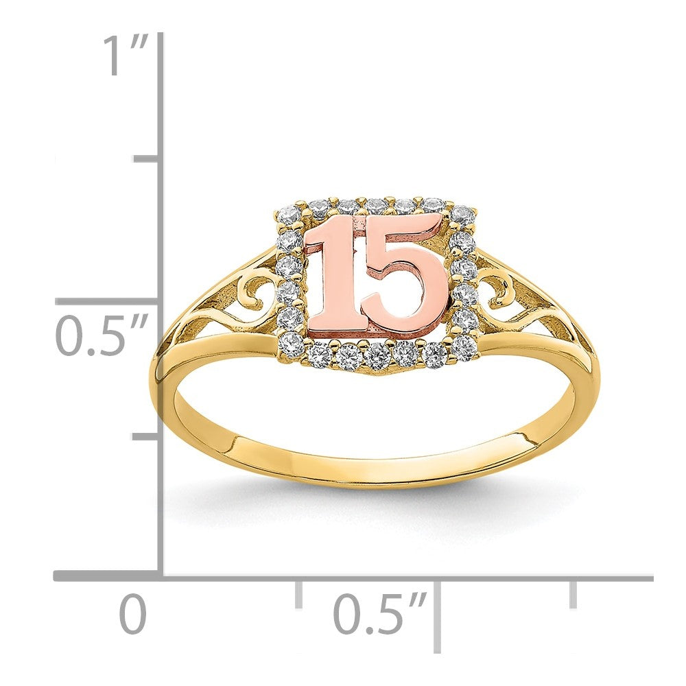 10K Two-Tone CZ 15 Ring-10C1429