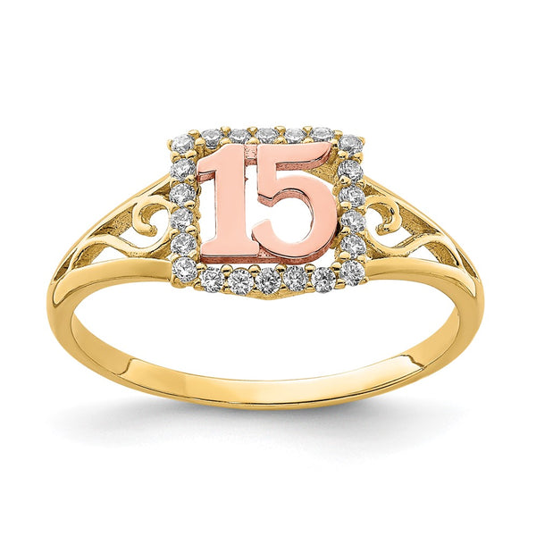 10K Two-Tone CZ 15 Ring-10C1429
