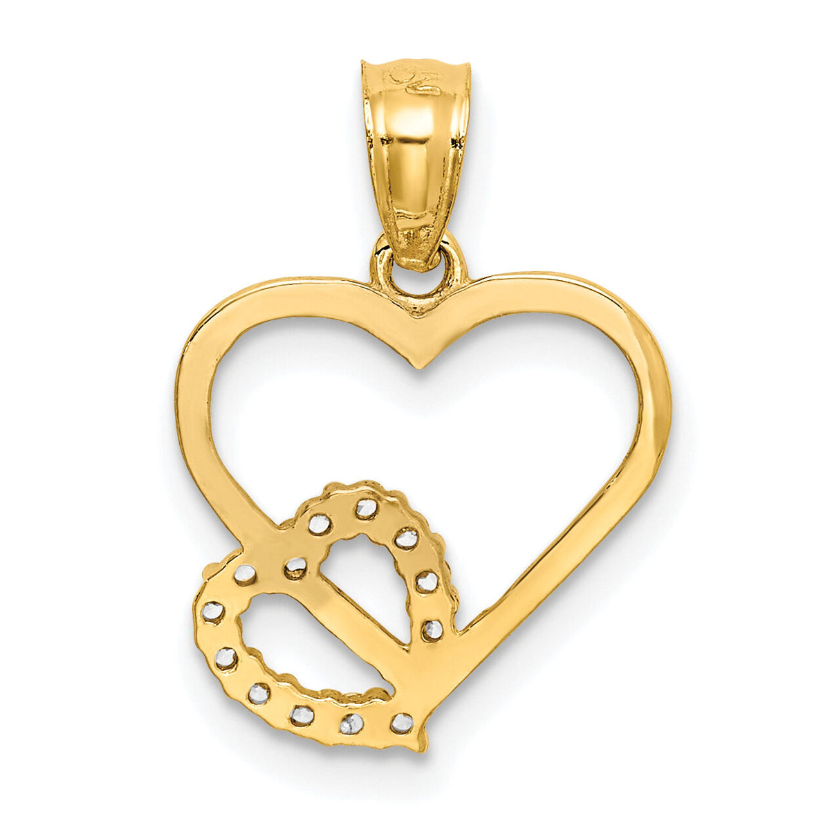 10K CZ Heart in Heart Pendant-10C1431