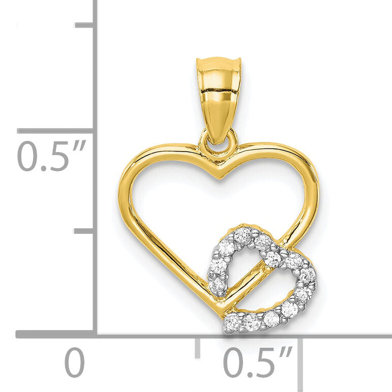 10K CZ Heart in Heart Pendant-10C1431