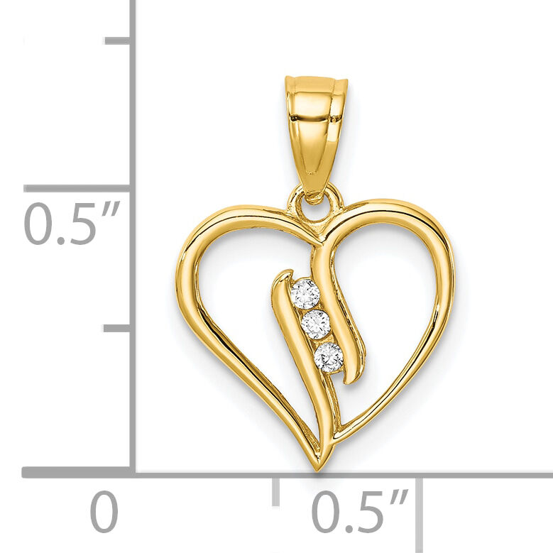 10K CZ Heart Pendant-10C1437