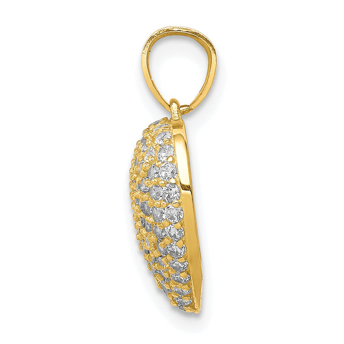 10K CZ Micro Pave Heart Pendant-10C1442