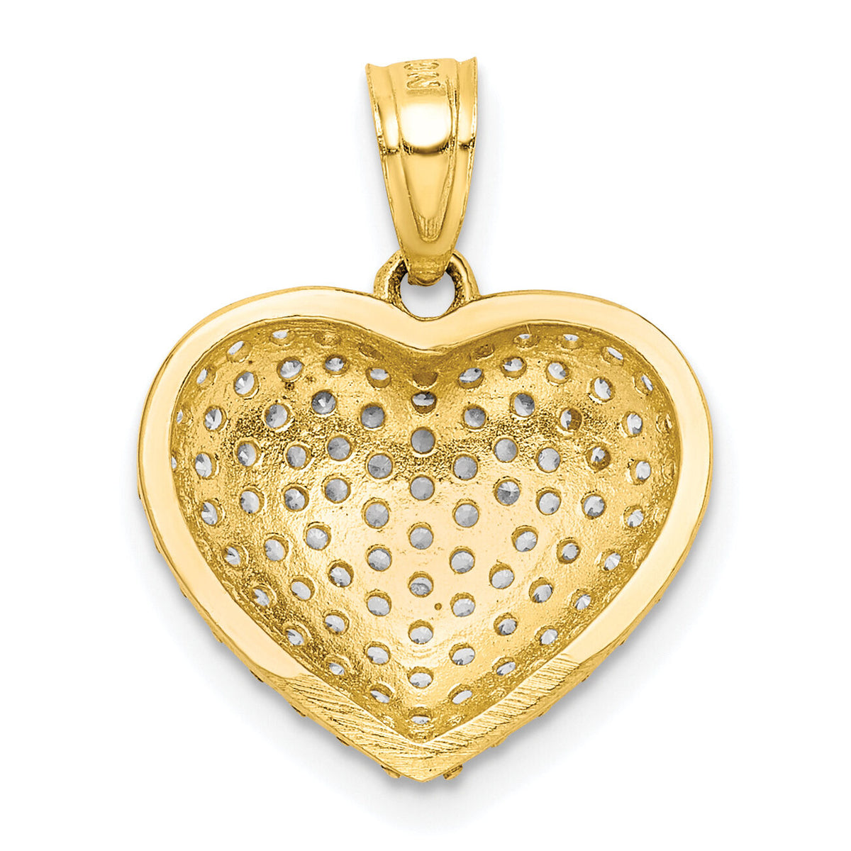 10K CZ Micro Pave Heart Pendant-10C1442