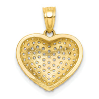 10K CZ Micro Pave Heart Pendant-10C1442