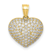 10K CZ Micro Pave Heart Pendant-10C1442