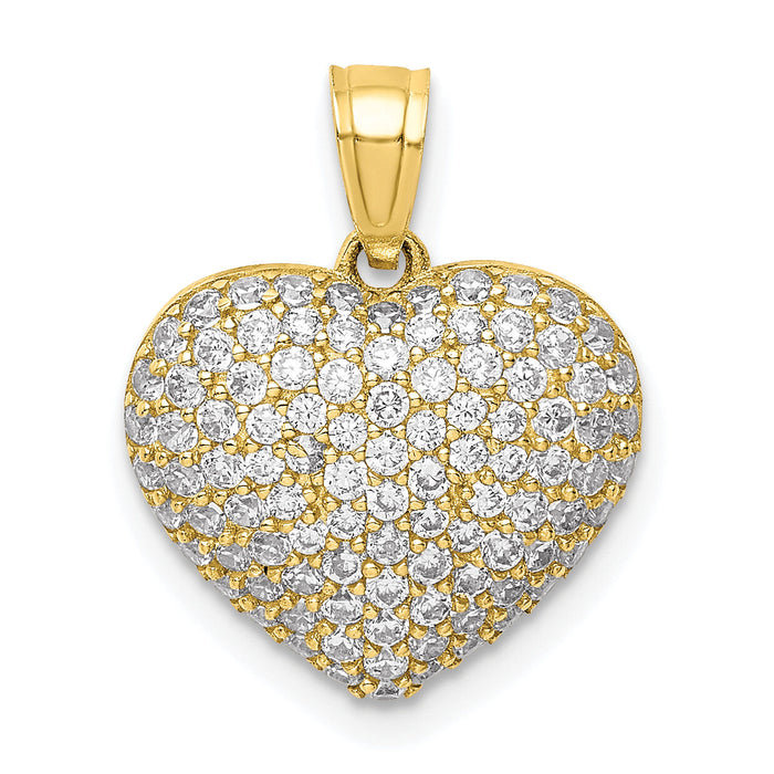 10K CZ Micro Pave Heart Pendant-10C1442