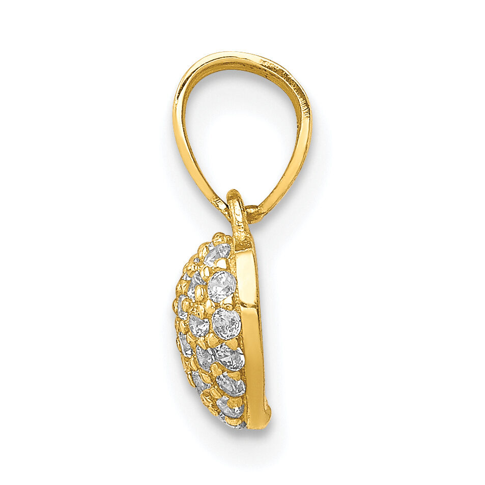 10K CZ Micro Pave Heart Pendant-10C1443