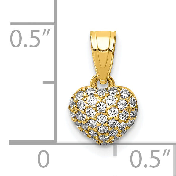 10K CZ Micro Pave Heart Pendant-10C1443