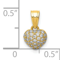 10K CZ Micro Pave Heart Pendant-10C1443