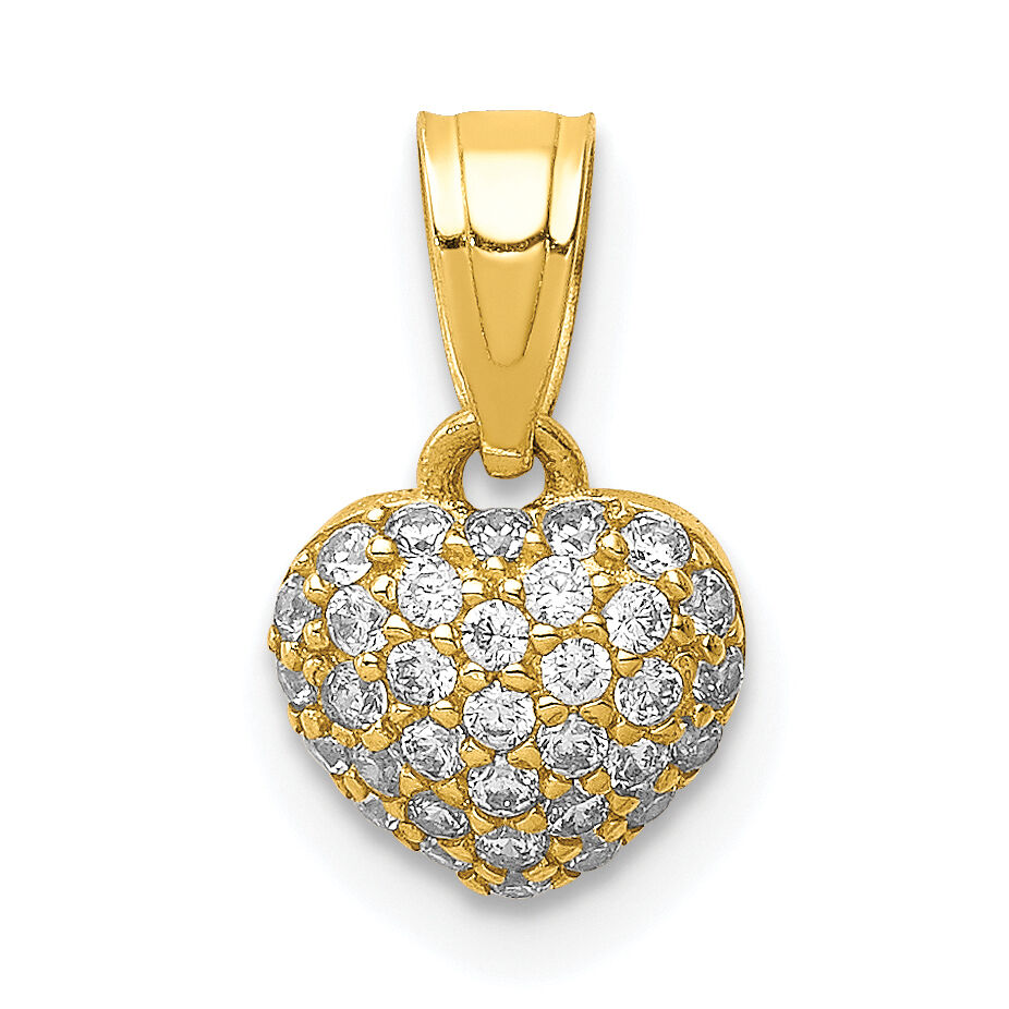 10K CZ Micro Pave Heart Pendant-10C1443