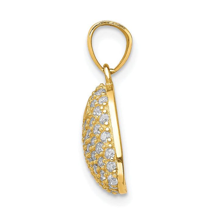 10K CZ Micro Pave Heart Pendant-10C1444