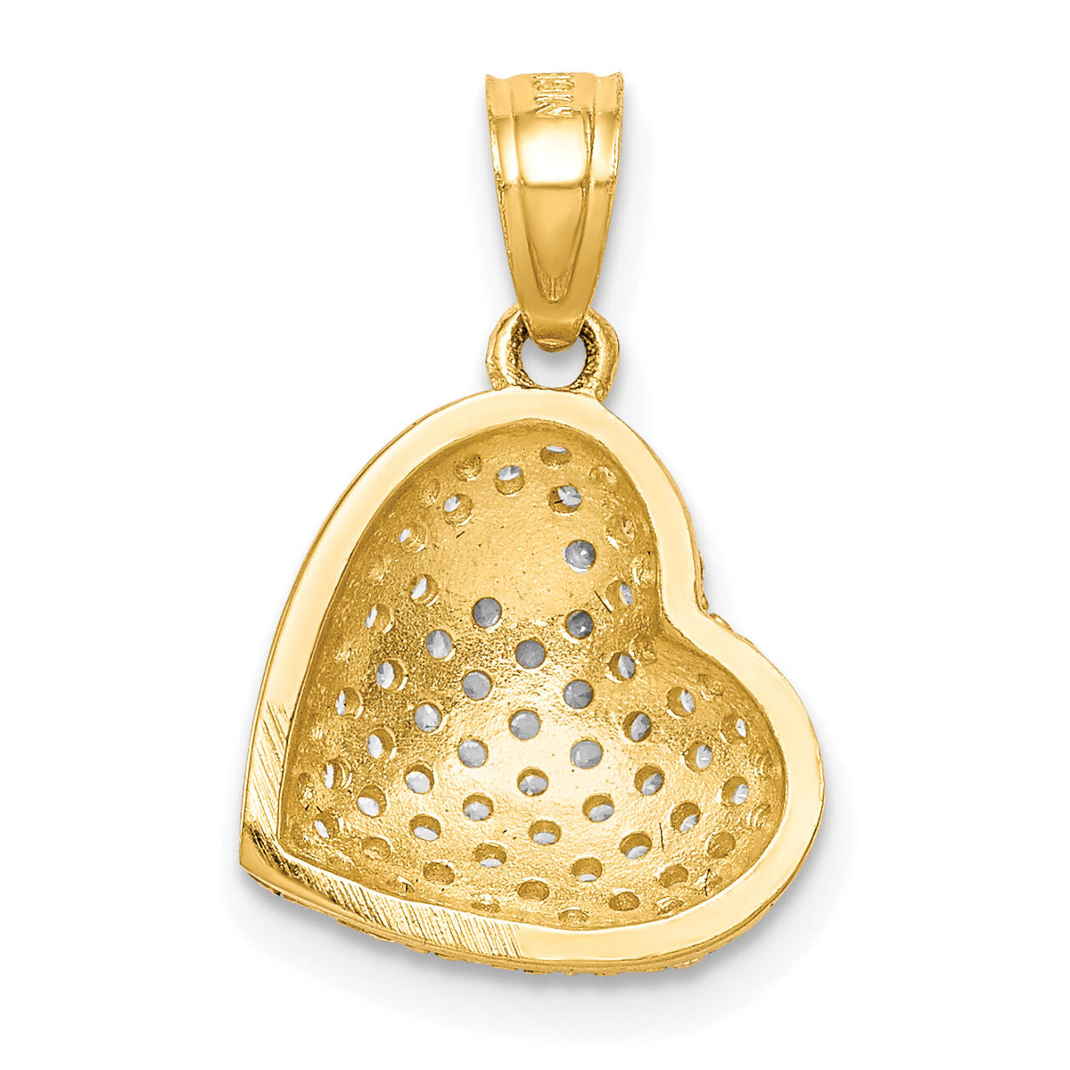 10K CZ Micro Pave Heart Pendant-10C1444