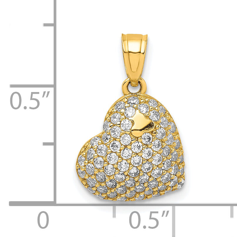 10K CZ Micro Pave Heart Pendant-10C1444