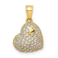 10K CZ Micro Pave Heart Pendant-10C1444