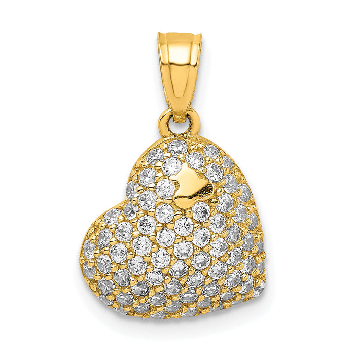 10K CZ Micro Pave Heart Pendant-10C1444