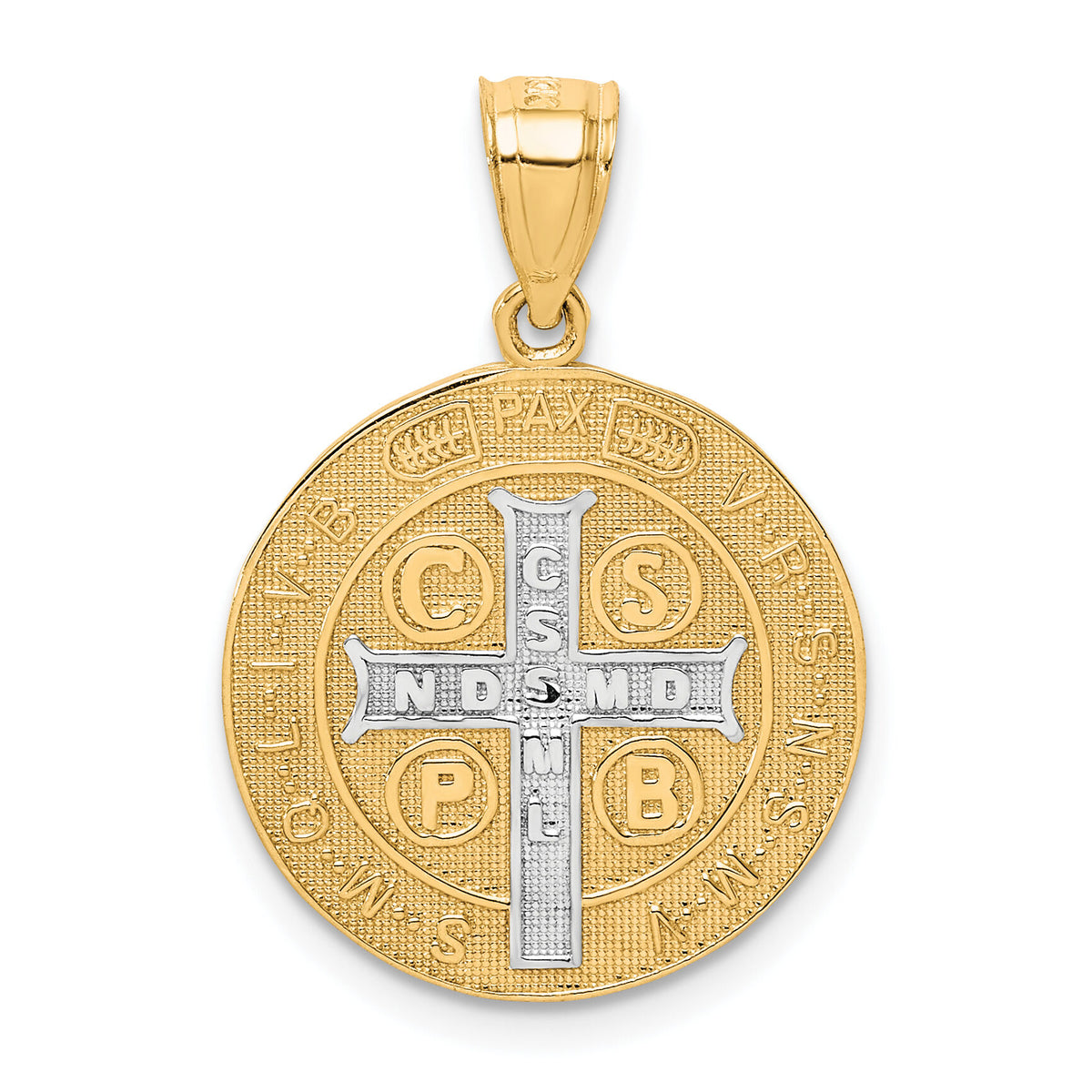 10K W/Rhodium San Benito Medal Pendant-10C1450