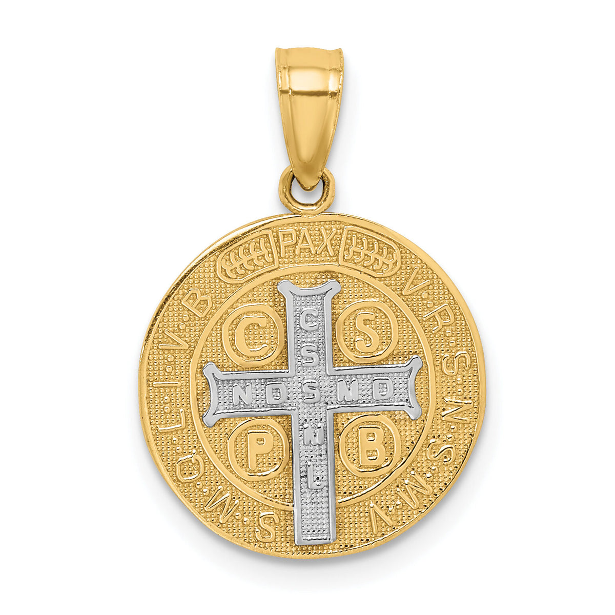 10K W/Rhodium San Benito Medal Pendant-10C1451