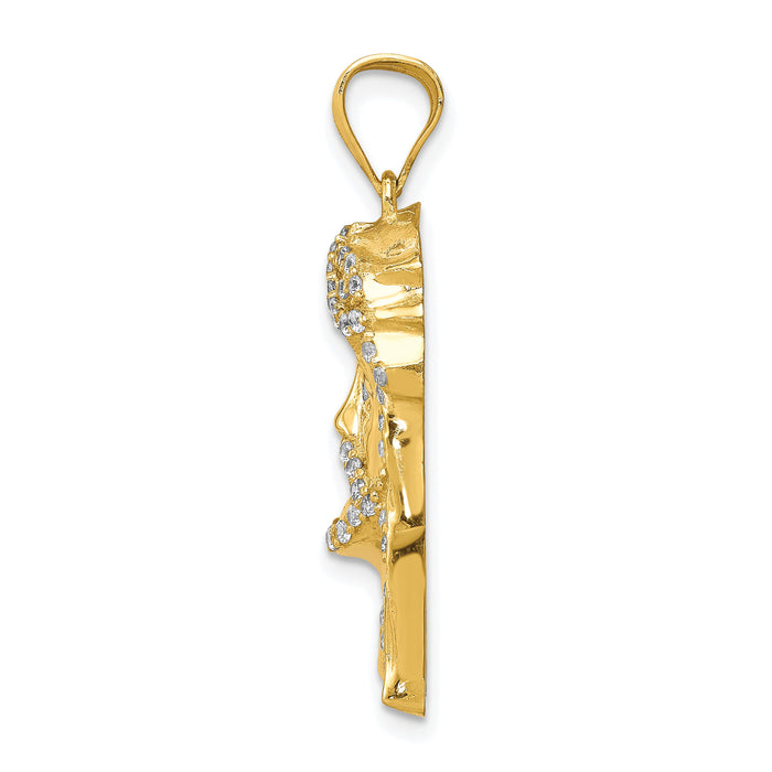 10K CZ Micropave Jesus Face Pendant-10C1457