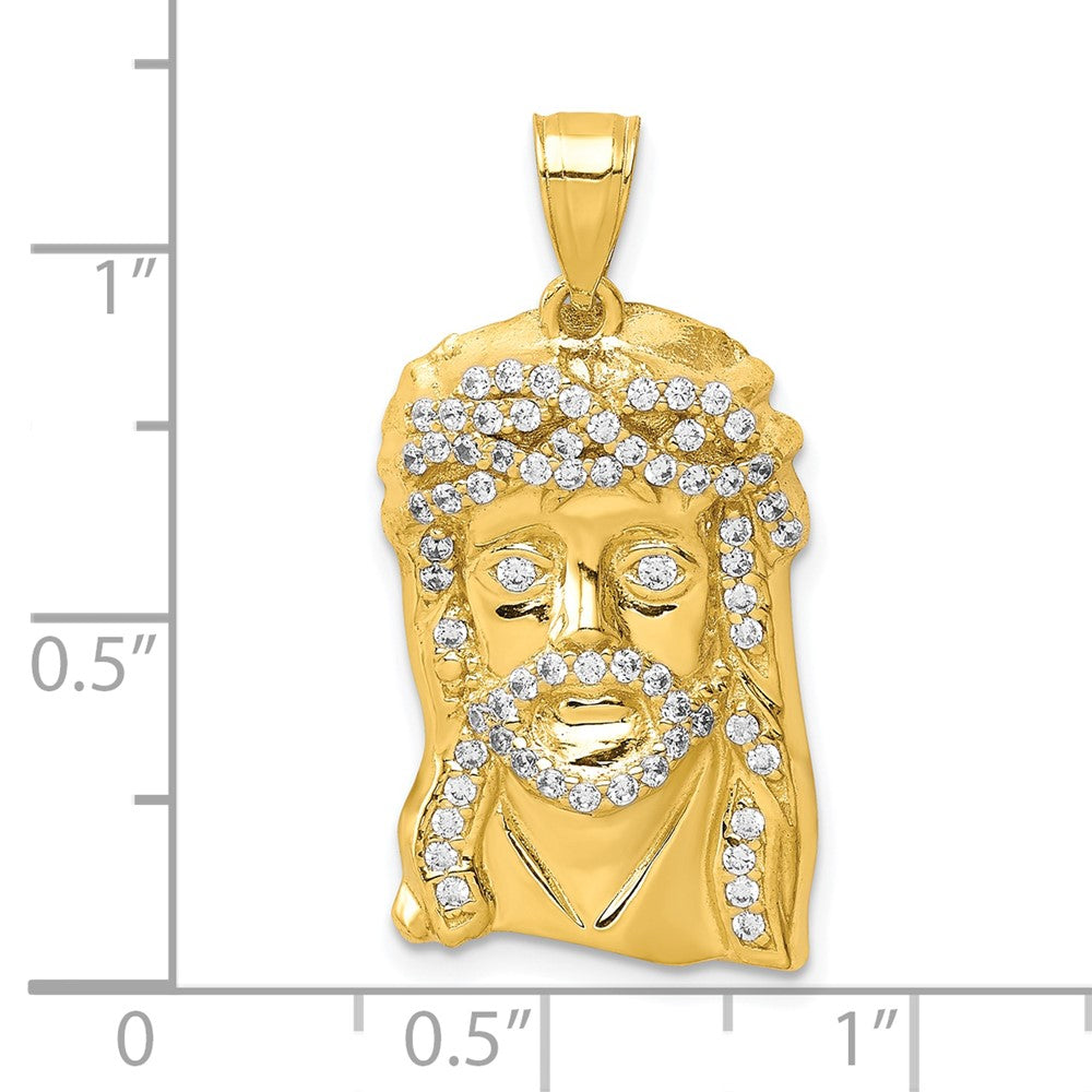10K CZ Micropave Jesus Face Pendant-10C1457