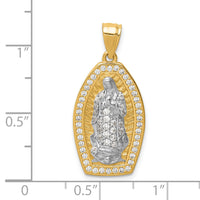 10K w/Rhodium CZ Micropave Guadalupe Pendant-10C1458