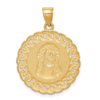 10K D/C w/Rhodium Jesus Face Pendant-10C1460