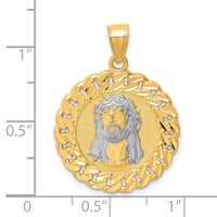 10K D/C w/Rhodium Jesus Face Pendant-10C1460