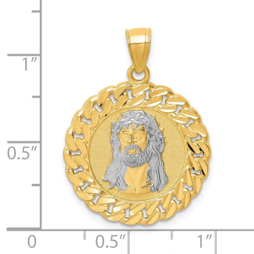 10K D/C w/Rhodium Jesus Face Pendant-10C1460