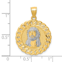 10K D/C w/Rhodium Jesus Face Pendant-10C1460