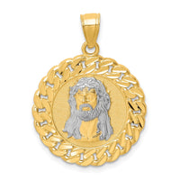 10K D/C w/Rhodium Jesus Face Pendant-10C1460