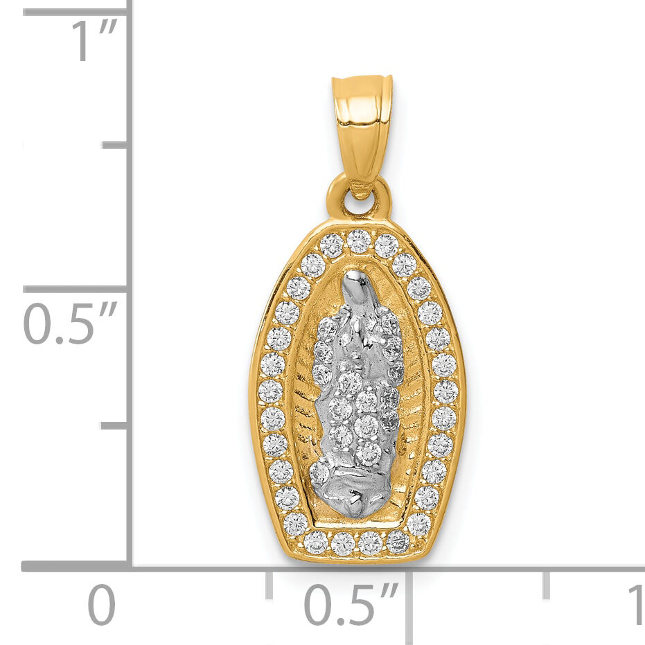 10K w/Rhodium CZ Pave Lady of Guadalupe Pendant-10C1468