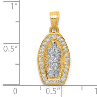 10K w/Rhodium CZ Pave Lady of Guadalupe Pendant-10C1468